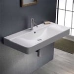 CeraStyle 069600-U Rectangular White Ceramic Wall Mounted or Drop In Bathroom Sink